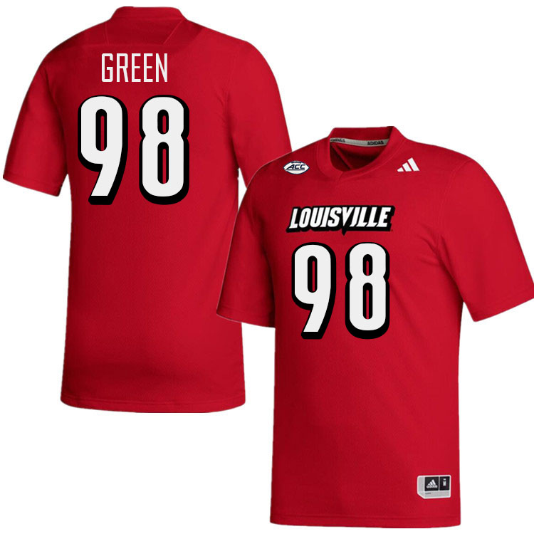 Men #98 Adonijah Green Louisville Cardinals College Football Jerseys Stitched-Red